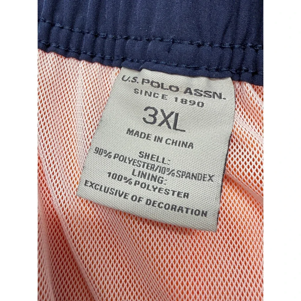 US Polo Assn Swim Trunks Orange Navy Blue UPF 50 Mesh Lined 3XL NWT New